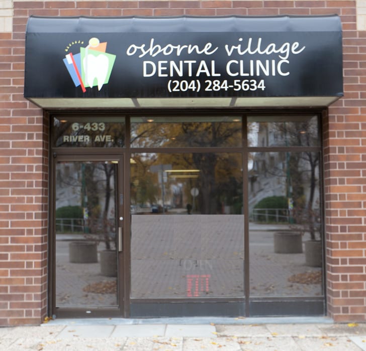 The Osborne Village Dental Clinic storefront at 433 River Avenue